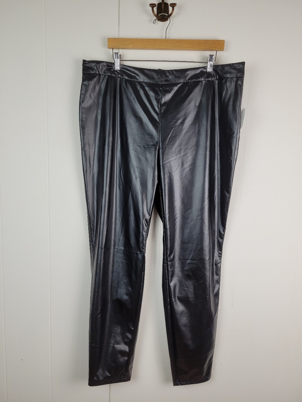 SHEIN SXY 2XL Black Faux Leather Wet Look Skinny Pants NWT